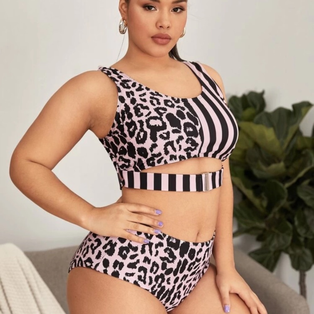 Plus leopard and striped bikini - Picture 4 of 4